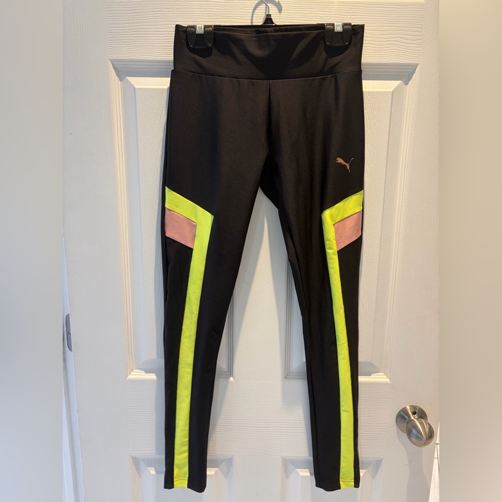 Puma Black Activewear with Green Logo Tag